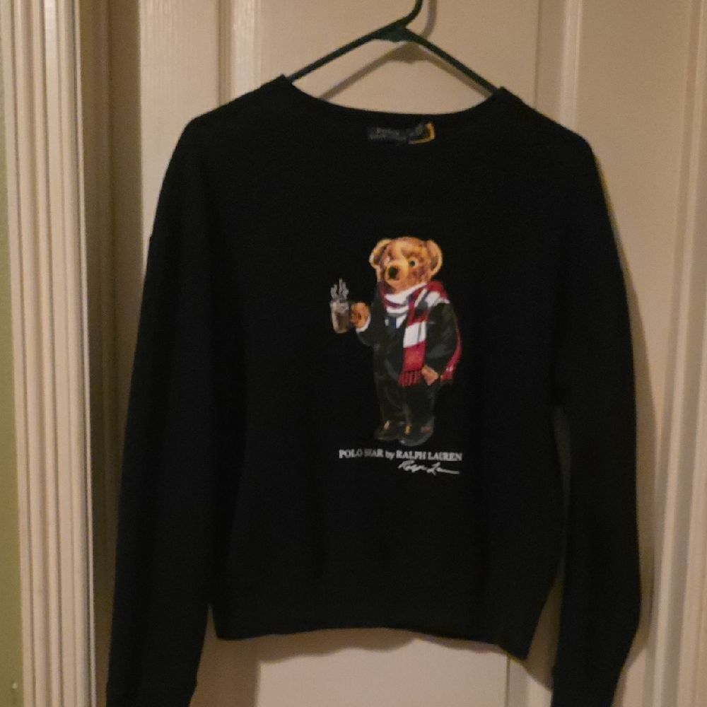 Rare. Hard To Find Polo by Ralph Lauren Black Sweater with Bear Graphic.